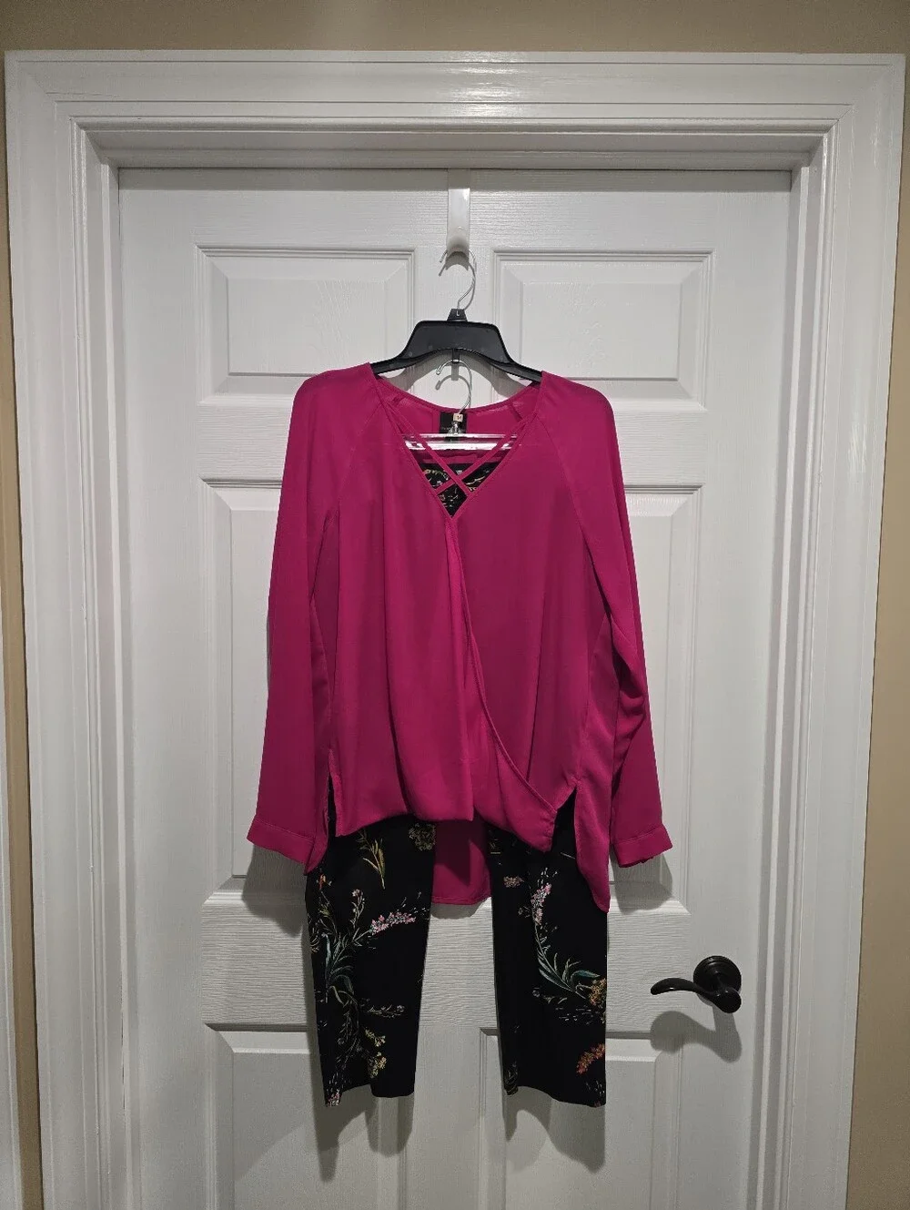 Wrap-Front Long Sleeve Top (L) and Ankle-Length Pants (12) - Picture 1 of 7